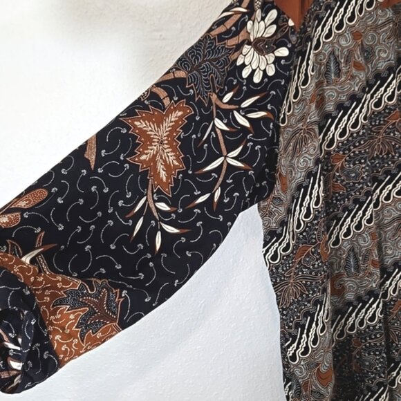 Vintage We Be Bop Brown/Black/Cream Beaded Floral Tribal Tunic/Dress, size 3X - Picture 8 of 12